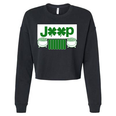 St Patrick's Day Shamrock Grille Cropped Pullover Crew