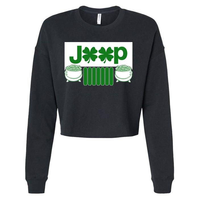 St Patrick's Day Shamrock Grille Cropped Pullover Crew