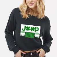 St Patrick's Day Shamrock Grille Cropped Pullover Crew