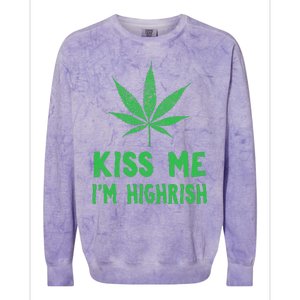 Saint Patrick's Day Kiss Me I'm Highrish Funny Gift Colorblast Crewneck Sweatshirt