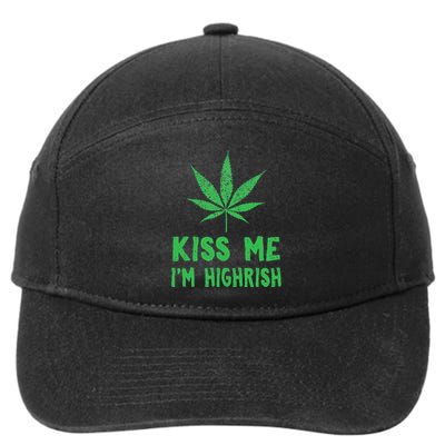 Saint Patrick's Day Kiss Me I'm Highrish Funny Gift 7-Panel Snapback Hat