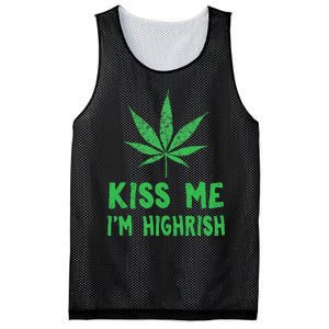 Saint Patrick's Day Kiss Me I'm Highrish Funny Gift Mesh Reversible Basketball Jersey Tank