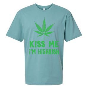 Saint Patrick's Day Kiss Me I'm Highrish Funny Gift Sueded Cloud Jersey T-Shirt