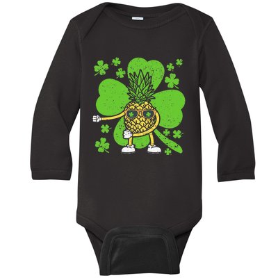 St Patricks Day Floss Dance Irish Flossing Pineapple Fruit Baby Long Sleeve Bodysuit