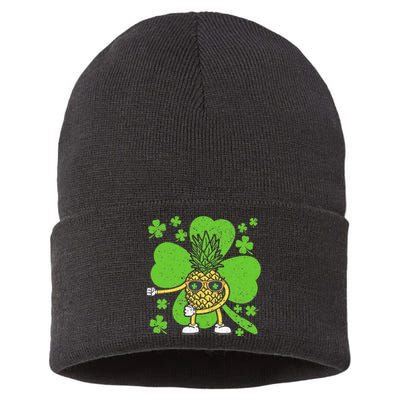 St Patricks Day Floss Dance Irish Flossing Pineapple Fruit Sustainable Knit Beanie