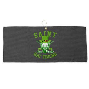 St Patricks Day Saint Hat Tricks Hockey Shamrock Gift Large Microfiber Waffle Golf Towel