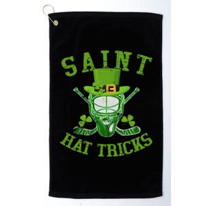 St Patricks Day Saint Hat Tricks Hockey Shamrock Gift Platinum Collection Golf Towel