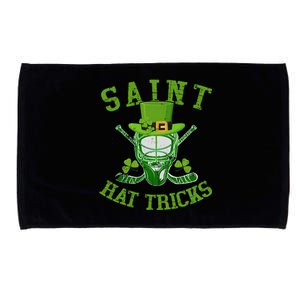 St Patricks Day Saint Hat Tricks Hockey Shamrock Gift Microfiber Hand Towel