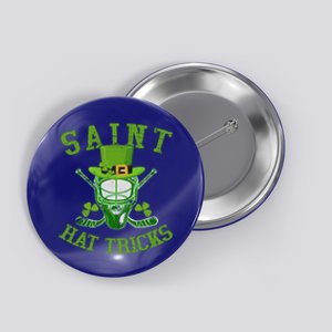 St Patricks Day Saint Hat Tricks Hockey Shamrock Gift Button