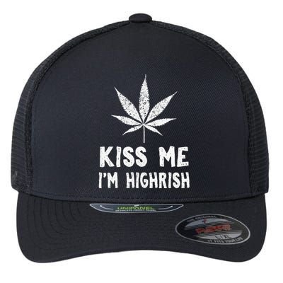 Saint Patrick's Day Kiss Me I'm Highrish Funny Flexfit Unipanel Trucker Cap