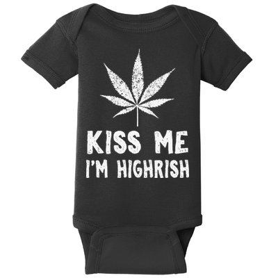 Saint Patrick's Day Kiss Me I'm Highrish Funny Baby Bodysuit