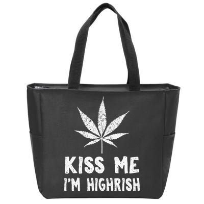 Saint Patrick's Day Kiss Me I'm Highrish Funny Zip Tote Bag