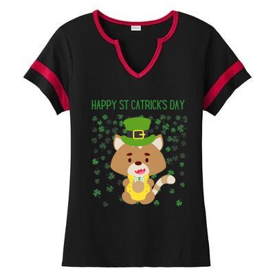 St Patricks Day Funny Cat Lovers Happy St Catricks Day Ladies Halftime Notch Neck Tee