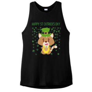 St Patricks Day Funny Cat Lovers Happy St Catricks Day Ladies PosiCharge Tri-Blend Wicking Tank