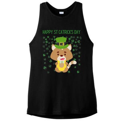 St Patricks Day Funny Cat Lovers Happy St Catricks Day Ladies PosiCharge Tri-Blend Wicking Tank