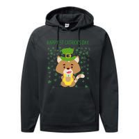 St Patricks Day Funny Cat Lovers Happy St Catricks Day Performance Fleece Hoodie