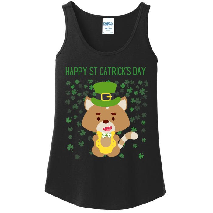 St Patricks Day Funny Cat Lovers Happy St Catricks Day Ladies Essential Tank