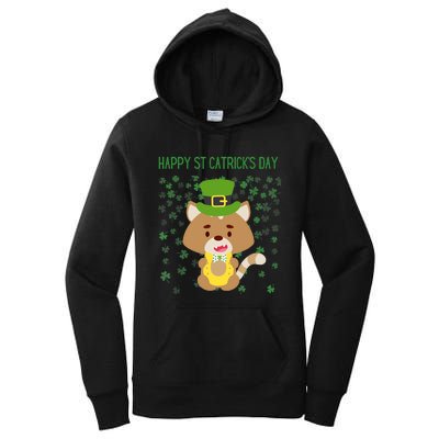 St Patricks Day Funny Cat Lovers Happy St Catricks Day Women's Pullover Hoodie