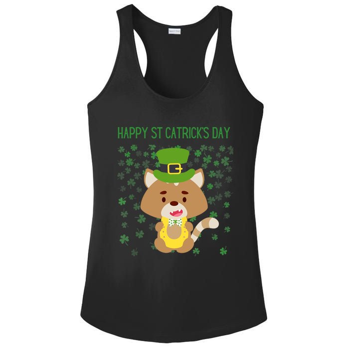 St Patricks Day Funny Cat Lovers Happy St Catricks Day Ladies PosiCharge Competitor Racerback Tank