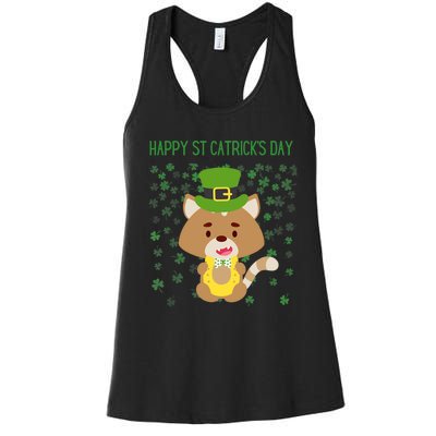 St Patricks Day Funny Cat Lovers Happy St Catricks Day Women's Racerback Tank