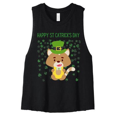 St Patricks Day Funny Cat Lovers Happy St Catricks Day Women's Racerback Cropped Tank