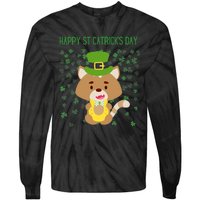 St Patricks Day Funny Cat Lovers Happy St Catricks Day Tie-Dye Long Sleeve Shirt