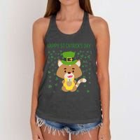 St Patricks Day Funny Cat Lovers Happy St Catricks Day Women's Knotted Racerback Tank