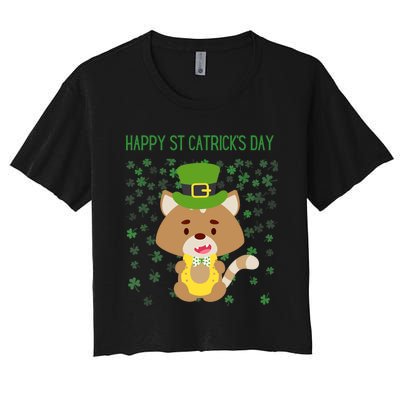 St Patricks Day Funny Cat Lovers Happy St Catricks Day Women's Crop Top Tee