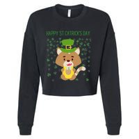 St Patricks Day Funny Cat Lovers Happy St Catricks Day Cropped Pullover Crew