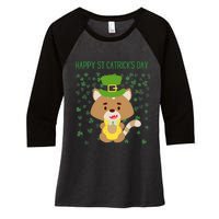 St Patricks Day Funny Cat Lovers Happy St Catricks Day Women's Tri-Blend 3/4-Sleeve Raglan Shirt