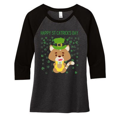 St Patricks Day Funny Cat Lovers Happy St Catricks Day Women's Tri-Blend 3/4-Sleeve Raglan Shirt