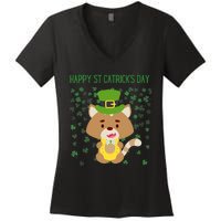 St Patricks Day Funny Cat Lovers Happy St Catricks Day Women's V-Neck T-Shirt