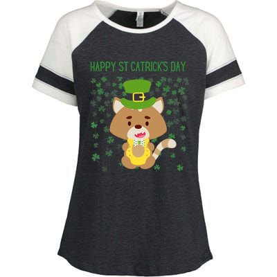 St Patricks Day Funny Cat Lovers Happy St Catricks Day Enza Ladies Jersey Colorblock Tee