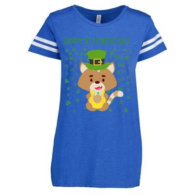 St Patricks Day Funny Cat Lovers Happy St Catricks Day Enza Ladies Jersey Football T-Shirt