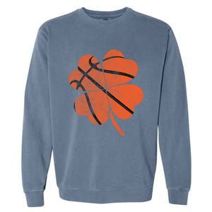 St Paddys Day Basketball Shamrock Basketball St Patricks Day Gift Garment-Dyed Sweatshirt