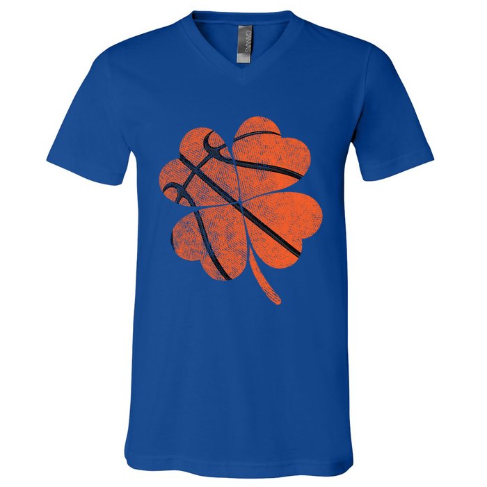 St Paddys Day Basketball Shamrock Basketball St Patricks Day Gift V-Neck T-Shirt