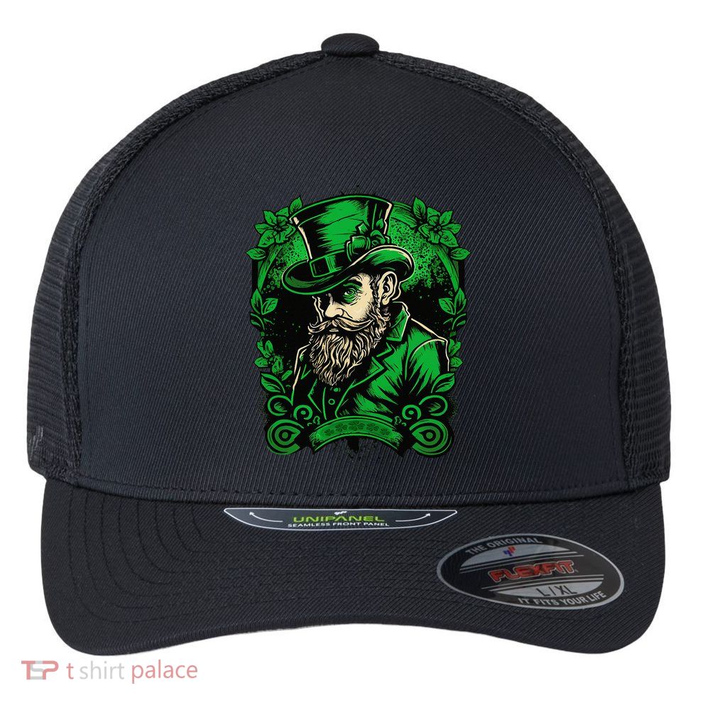St Patricks Day Dabbing Leprechaun Funny Dab Dance Flexfit Unipanel Trucker Cap
