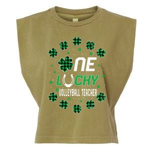 St Patricks Day Prek Kinder One Lucky Volleyball Teacher Gift Garment-Dyed Women's Muscle Tee