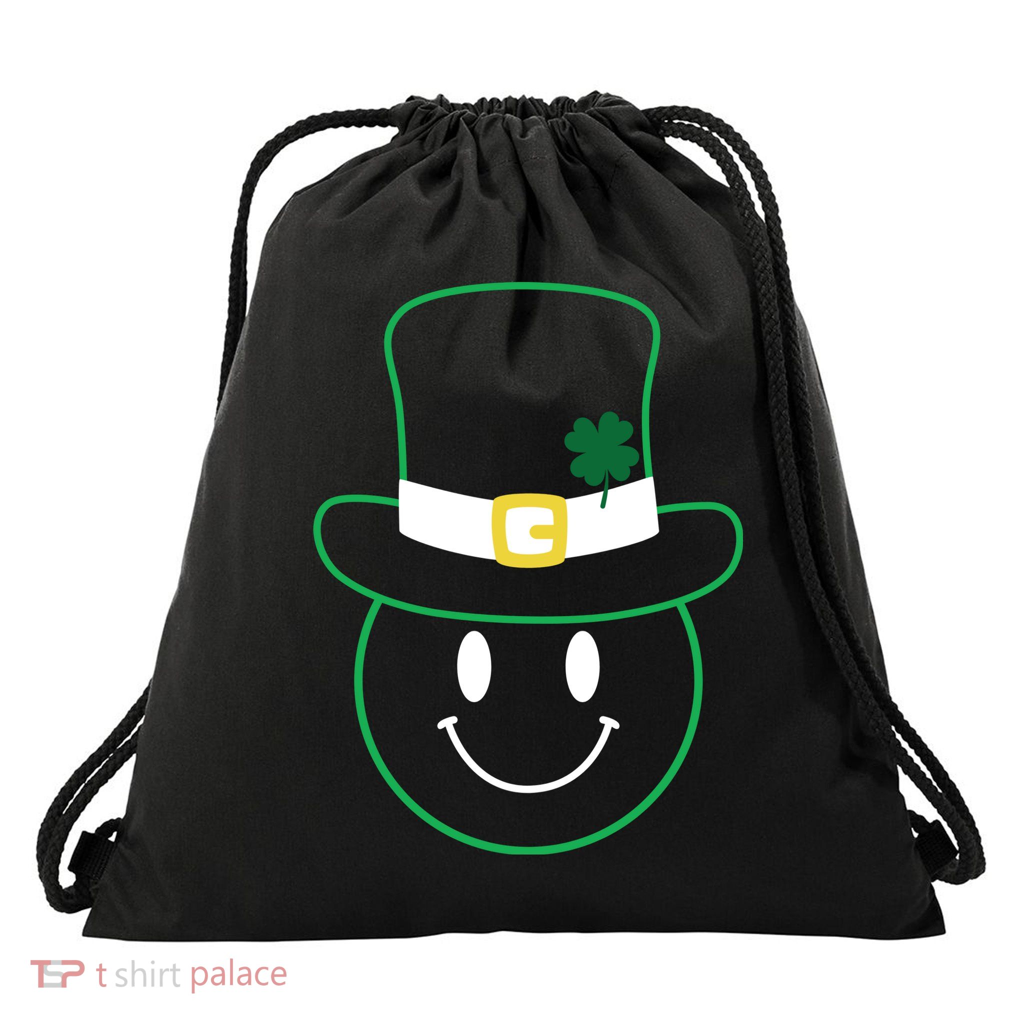 St Patrick's Day Smiley Face Holiday Drawstring Bag