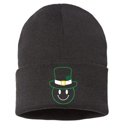St Patrick's Day Smiley Face Holiday Sustainable Knit Beanie