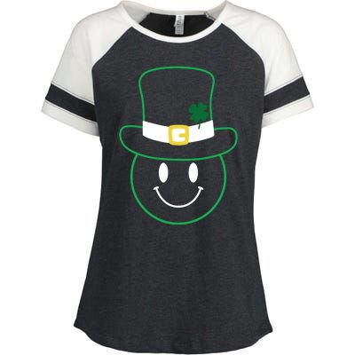 St Patrick's Day Smiley Face Holiday Enza Ladies Jersey Colorblock Tee