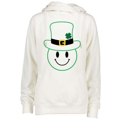 St Patrick's Day Smiley Face Holiday Womens Funnel Neck Pullover Hood