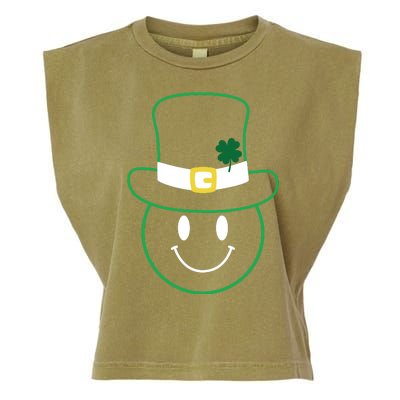 St Patrick's Day Smiley Face Holiday Garment-Dyed Women's Muscle Tee