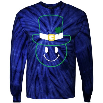 St Patrick's Day Smiley Face Holiday Tie-Dye Long Sleeve Shirt