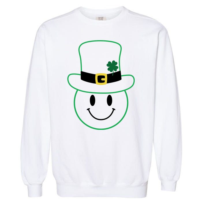 St Patrick's Day Smiley Face Holiday Garment-Dyed Sweatshirt