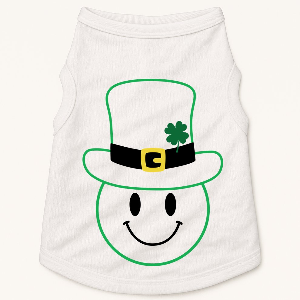 St Patrick's Day Smiley Face Holiday Doggie Tank