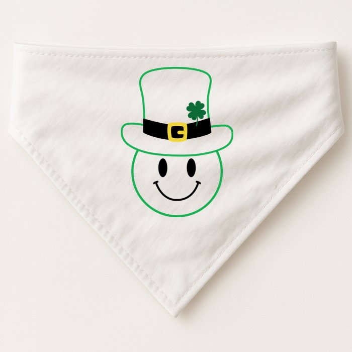 St Patrick's Day Smiley Face Holiday USA-Made Doggie Bandana