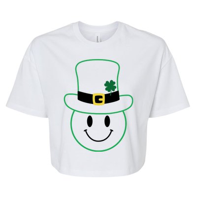 St Patrick's Day Smiley Face Holiday Bella+Canvas Jersey Crop Tee