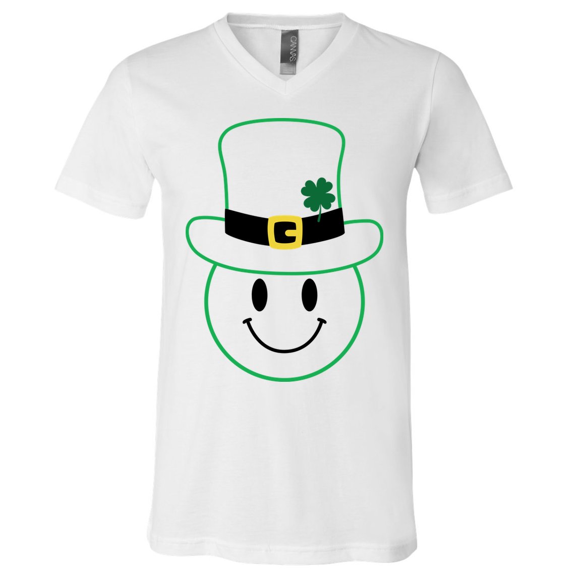 St Patrick's Day Smiley Face Holiday V-Neck T-Shirt