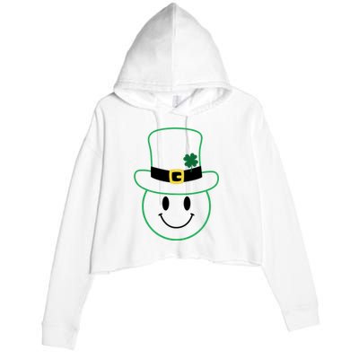 St Patrick's Day Smiley Face Holiday Crop Fleece Hoodie